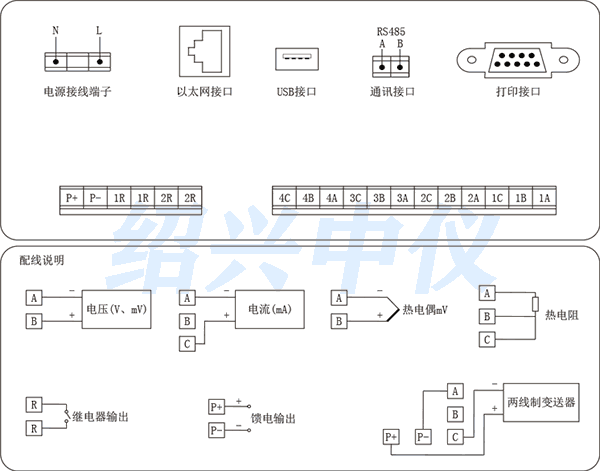 四路無紙記錄儀接線圖